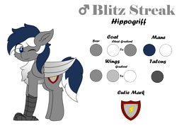 Size: 8000x6000 | Tagged: safe, artist:skylarpalette, oc, oc only, oc:blitz streak, hippogriff, cheek fluff, chest fluff, colored, cute, ear fluff, flat colors, fluffy, hippogriff oc, large wings, male, one eye closed, reference sheet, simple background, solo, stallion, standing, talons, transparent background, wings, wink