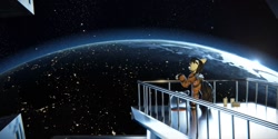 Size: 1280x642 | Tagged: safe, artist:fluffyrescent, earth pony, pony, earth, planet, solo, space, spacesuit
