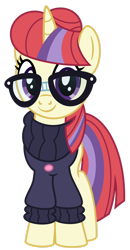 Size: 1024x1970 | Tagged: safe, artist:emeraldblast63, moondancer, pony, g4, alternate hairstyle, anniversary, looking at you, simple background, solo, transparent background