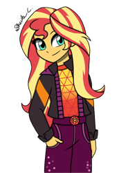 Size: 1276x1858 | Tagged: safe, artist:iamsheila, sunset shimmer, equestria girls, equestria girls series, g4, sunset's backstage pass!, spoiler:eqg series (season 2), festival, geode of empathy, halfbody, magical geodes, music festival outfit, requested art, simple background, solo, starswirl music festival, sunset, transparent background