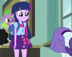 Size: 455x361 | Tagged: safe, screencap, rarity, spike, twilight sparkle, human, equestria girls, g4, my little pony equestria girls, ass, butt, eyes on the prize, looking at butt, out of context, rearity