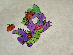 Size: 666x500 | Tagged: safe, artist:spikeabuser, spike, dragon, g4, horse play, funny, halloween, holiday, pumpkin, solo