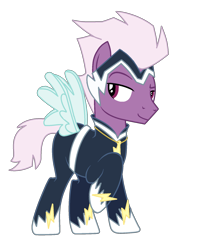 Size: 1424x1800 | Tagged: safe, artist:moonlightthegriffon, loganberry, zapp, earth pony, pony, g4, background pony, base used, clothes, costume, fake wings, friendship student, male, nightmare night costume, power ponies, simple background, solo, stallion, transparent background