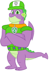 Size: 726x1043 | Tagged: safe, artist:徐詩珮, edit, vector edit, spike, dragon, series:sprglitemplight diary, series:sprglitemplight life jacket days, series:springshadowdrops diary, series:springshadowdrops life jacket days, g4, my little pony: the movie, alternate universe, clothes, gigachad spike, male, older, older spike, paw patrol, rocky (paw patrol), simple background, solo, transparent background, vector, winged spike, wings