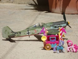 Size: 1280x960 | Tagged: safe, artist:dingopatagonico, maud pie, pinkie pie, earth pony, pony, g4, fw 190, irl, photo, plane, toy