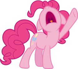 Size: 2602x2304 | Tagged: safe, artist:porygon2z, pinkie pie, earth pony, pony, g4, pinkie pride, floppy ears, high res, nose in the air, open mouth, raised leg, simple background, solo, transparent background, uvula, vector, volumetric mouth