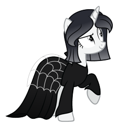 Size: 1745x1821 | Tagged: safe, artist:darbypop1, oc, oc only, oc:friday the 13th, pony, unicorn, clothes, dress, female, gala dress, mare, simple background, solo, transparent background