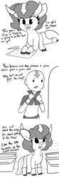Size: 1800x5400 | Tagged: safe, artist:tjpones, oc, oc:brownie bun, oc:richard, earth pony, human, pony, aang, appa, avatar the last airbender, black and white, clothes, comic, costume, female, grayscale, halloween, halloween costume, holiday, male, mare, monochrome, simple background, white background