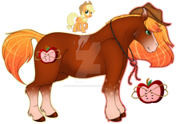 Size: 1920x1363 | Tagged: safe, artist:anx-the-emo-avenger, applejack, earth pony, pony, g4, ardennes, coat markings, cowboy hat, deviantart watermark, female, hat, mare, obtrusive watermark, redesign, scar, simple background, socks (coat markings), solo, transparent background, watermark