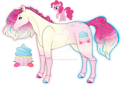 Size: 1920x1355 | Tagged: safe, artist:anx-the-emo-avenger, pinkie pie, earth pony, pony, g4, colored hooves, deviantart watermark, female, gradient mane, mare, marwari, obtrusive watermark, simple background, solo, transparent background, watermark
