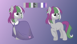 Size: 3000x1700 | Tagged: safe, artist:katelynleeann42, oc, oc only, oc:concordia, earth pony, pony, cloak, clothes, female, mare, reference sheet, solo
