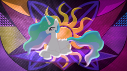 Size: 3840x2160 | Tagged: safe, artist:kamartenn, artist:laszlvfx, edit, princess celestia, pony, g4, high res, lying down, prone, solo, wallpaper, wallpaper edit