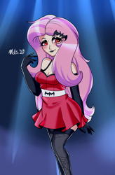 Size: 1050x1600 | Tagged: dead source, safe, artist:melliedraws, fluttershy, bat pony, human, vampire, equestria girls, g4, bat ponified, breasts, cleavage, clothes, costume, dress, evening gloves, fangs, female, flutterbat, gloves, halloween, halloween costume, heart, heart eyes, human coloration, humanized, long gloves, race swap, socks, solo, thigh highs, thigh socks, vampire costume, wingding eyes
