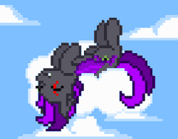 Size: 1050x825 | Tagged: safe, oc, oc:moonlight thunder, bat pony, pony, animated, cloud, commission, floating, gif, lying on a cloud, male, pixel art, relaxing, solo, stallion, ych result