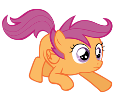 Size: 2749x2181 | Tagged: safe, artist:tardifice, scootaloo, pegasus, pony, g4, behaving like a cat, cute, cutealoo, female, filly, foal, folded wings, high res, simple background, solo, transparent background, vector, wings
