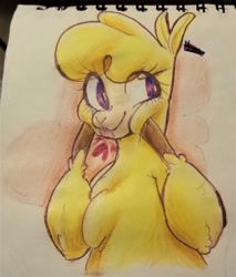 Size: 1280x1499 | Tagged: safe, artist:kathomu, paprika (tfh), alpaca, them's fightin' herds, community related, cute, paprikadorable, photo, tongue out, traditional art