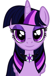 Size: 800x1151 | Tagged: safe, artist:severity-gray, twilight sparkle, alicorn, pony, g4, alternate hairstyle, choker, female, goth, looking at you, makeup, mare, simple background, smiling, solo, transparent background, twilight sparkle (alicorn)