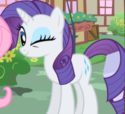 Size: 660x602 | Tagged: safe, screencap, rarity, pony, unicorn, g4, my little pony: friendship is magic, party of one, cropped, cute, female, mare, one eye closed, raribetes, wink