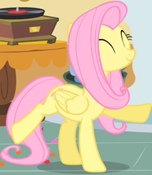 Size: 352x407 | Tagged: safe, screencap, fluttershy, pegasus, pony, g4, party of one, cropped, cute, dancing, female, mare, shyabetes, solo