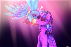 Size: 3231x2160 | Tagged: safe, artist:aaa-its-spook, rainbow dash, twilight sparkle, alicorn, pegasus, pony, g4, duo, female, flying, high res, lesbian, ship:twidash, shipping, twilight sparkle (alicorn), upside down