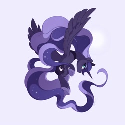 Size: 2000x2000 | Tagged: safe, artist:drtuo4, princess luna, alicorn, pony, g4, blue background, female, high res, mare, profile, simple background, solo, spread wings, wings