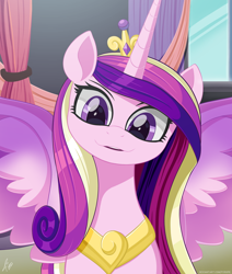 Size: 1272x1500 | Tagged: safe, artist:pyropk, princess cadance, alicorn, pony, g4, crown, cute, cutedance, female, jewelry, looking at you, mare, open mouth, regalia, smiling, smiling at you, solo, spread wings, wings