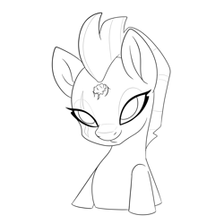 Size: 7000x7000 | Tagged: safe, artist:imposter dude, fizzlepop berrytwist, tempest shadow, pony, unicorn, g4, broken horn, bust, female, half body, horn, lineart, mare, monochrome, portrait, simple background, smiling, solo, white background