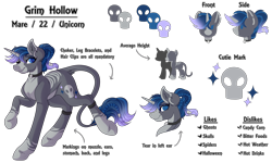 Size: 6888x4140 | Tagged: safe, artist:amazing-artsong, oc, oc only, oc:grim hollow, pony, unicorn, absurd resolution, female, mare, reference sheet, simple background, solo, transparent background