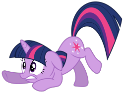 Size: 1994x1500 | Tagged: safe, artist:sketchmcreations, twilight sparkle, pony, unicorn, baby cakes, g4, face down ass up, female, floppy ears, frown, mare, simple background, solo, surprised, transparent background, unicorn twilight, vector