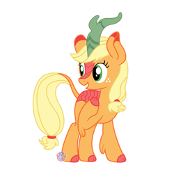 Size: 1280x1280 | Tagged: safe, artist:lovinglypromise, applejack, kirin, g4, sounds of silence, female, kirin applejack, kirin-ified, simple background, solo, species swap, transparent background