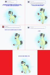 Size: 1902x2854 | Tagged: safe, artist:sugar0612, oc, oc only, oc:neosurgeon, pony, lovestruck derpy, hologram, implied derpy, male, not doctor whooves, solo, stallion