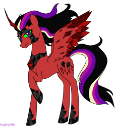 Size: 854x936 | Tagged: safe, artist:hayley566, king sombra, princess cadance, alicorn, crystal pony, pony, umbrum, g4, colored horn, colored sclera, corrupted, corrupted cadance, crystallized, crystallized pony, curved horn, dark magic, dark queen, female, green sclera, hoof shoes, horn, magic, mare, mask, peytral, possessed, queen cadance, raised hoof, simple background, solo, sombra eyes, sombra horn, transparent background, tyrant cadance