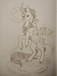 Size: 3492x4656 | Tagged: safe, artist:otterlynx, oc, oc only, kirin, pony, monochrome, traditional art