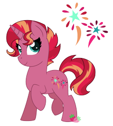 Size: 1761x1973 | Tagged: safe, artist:strawberry-spritz, oc, oc only, pony, unicorn, female, magical lesbian spawn, mare, offspring, parent:sunset shimmer, parent:tempest shadow, parents:tempestshimmer, simple background, solo, transparent background