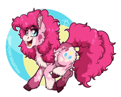 Size: 1196x960 | Tagged: safe, artist:inuhoshi-to-darkpen, pinkie pie, earth pony, pony, g4, cheek fluff, chest fluff, ear fluff, hoof fluff, redesign, simple background, transparent background