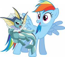 Size: 852x750 | Tagged: safe, rainbow dash, pegasus, pony, vaporeon, g4, crossover, pokémon, simple background, spread wings, transparent background, vector, wings