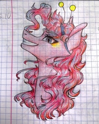 Size: 1080x1350 | Tagged: safe, artist:moona_lou, pinkie pie, earth pony, pony, g4, bust, female, graph paper, mare, solo, traditional art