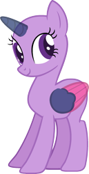 Size: 985x1912 | Tagged: safe, artist:pegasski, oc, oc only, alicorn, pony, g4, suited for success, alicorn oc, bald, base, eyelashes, eyes closed, female, horn, mare, simple background, smiling, solo, transparent background, two toned wings, wings