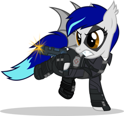 Size: 1280x1195 | Tagged: safe, artist:mlp-trailgrazer, oc, oc only, oc:starry melody, bat pony, pony, domino, female, gun, mare, simple background, solo, transparent background, weapon