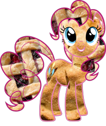 Size: 5000x5917 | Tagged: safe, derpibooru exclusive, pinkie pie, earth pony, pony, g4, absurd resolution, female, food, grin, literal, looking at you, mare, pie, pinkie pie (form), pun, simple background, smiling, solo, transparent background, visual pun, wat