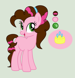 Size: 1832x1904 | Tagged: safe, artist:lominicinfinity, oc, oc only, oc:cheese pie, earth pony, pony, female, mare, offspring, parent:cheese sandwich, parent:pinkie pie, parents:cheesepie, reference sheet, simple background, solo