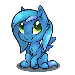 Size: 1397x1395 | Tagged: safe, artist:safizejaart, oc, oc only, oc:thinker blue, pegasus, pony, chest fluff, chibi, looking at you, male, pegasus oc, simple background, sitting, smiling, solo, spread wings, transparent background, wings