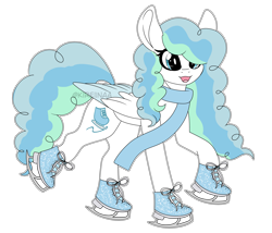Size: 6747x5774 | Tagged: safe, artist:kireiinaa, oc, oc only, oc:sky skater, pegasus, pony, absurd resolution, clothes, female, ice skates, mare, scarf, simple background, solo, transparent background