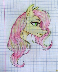 Size: 1080x1351 | Tagged: safe, artist:moona_lou, fluttershy, pegasus, pony, g4, bust, female, graph paper, mare, traditional art