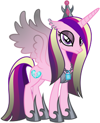Size: 3549x4351 | Tagged: safe, artist:severity-gray, idw, princess cadance, alicorn, pony, g4, reflections, spoiler:comic, alternate cutie mark, alternate hairstyle, armor, chains, clothes, crown, dark mirror universe, equestria-3, evil, evil cadance, eyeshadow, female, idw showified, jewelry, makeup, mare, metal, mirror universe, piercing, regalia, shoes, simple background, slender, solo, thin, transparent background, vector