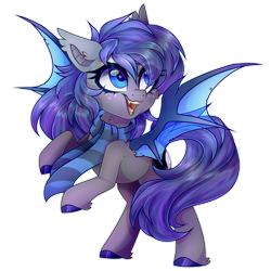 Size: 3000x3000 | Tagged: safe, artist:_spacemonkeyz_, oc, oc only, oc:midnight feathers, bat pony, pony, clothes, freckles, high res, scarf, simple background, solo, transparent background