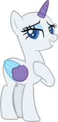 Size: 979x2052 | Tagged: safe, artist:pegasski, oc, oc only, alicorn, pony, g4, wonderbolts academy, alicorn oc, bald, base, eyelashes, eyes closed, female, grin, hoof on chest, horn, mare, raised hoof, simple background, smiling, solo, transparent background, two toned wings, wings