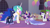 Size: 1920x1080 | Tagged: safe, screencap, princess celestia, princess luna, rarity, spike, twilight sparkle, alicorn, dragon, pony, unicorn, g4, my little pony: friendship is magic, the last problem, balloon, clothes, coronation dress, crown, dress, flying, gown, jewelry, male, messy mane, odd one out, regalia, royal sisters, second coronation dress, shocked, sisters, twilight sparkle (alicorn), winged spike, wings