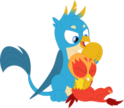 Size: 3571x3124 | Tagged: safe, artist:porygon2z, gallus, oc, oc:heatwave, griffon, g4, duo, duo male, high res, male, noogie, simple background, transparent background