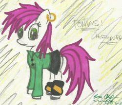 Size: 1941x1675 | Tagged: safe, artist:hufflepuff-disney, oc, oc only, oc:tonks, earth pony, pony, earth pony oc, female, looking at you, mare, solo, traditional art